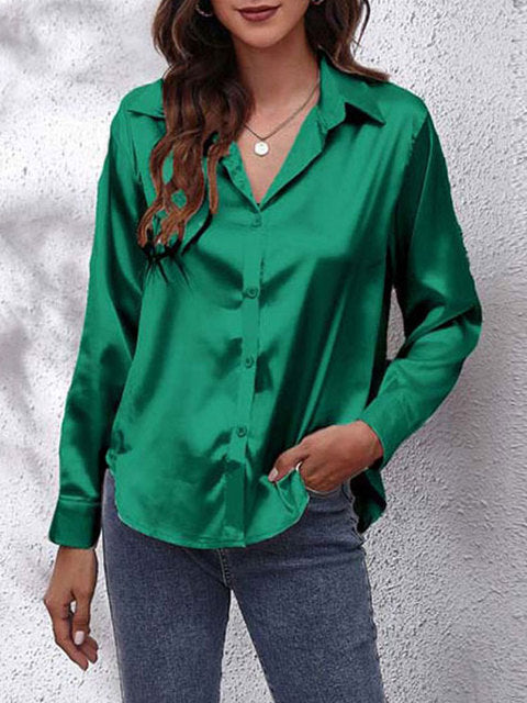Karin | Zijdeachtige Lange Mouwen Damesblouse