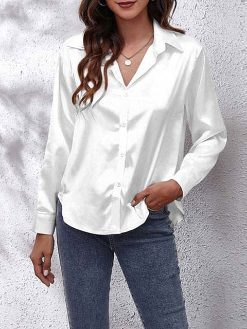 Karin | Zijdeachtige Lange Mouwen Damesblouse