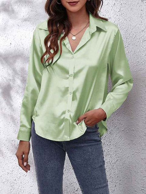 Karin | Zijdeachtige Lange Mouwen Damesblouse