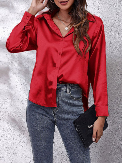 Karin | Zijdeachtige Lange Mouwen Damesblouse
