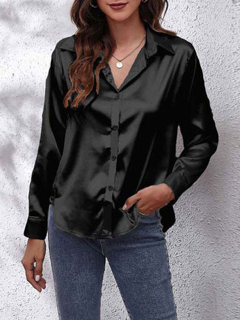 Karin | Zijdeachtige Lange Mouwen Damesblouse