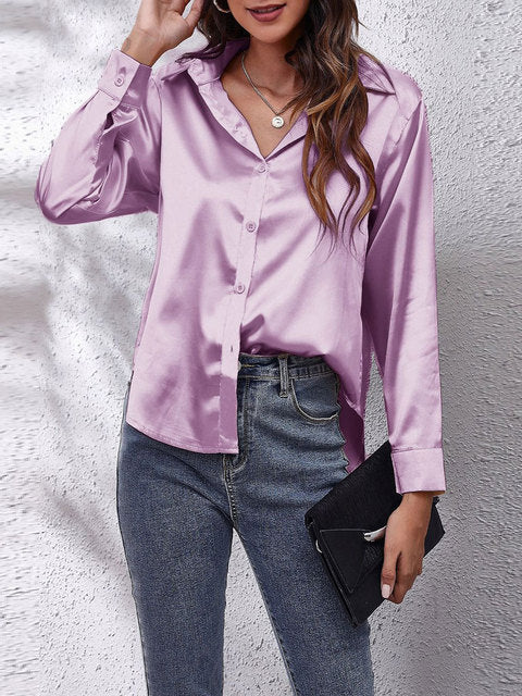 Karin | Zijdeachtige Lange Mouwen Damesblouse