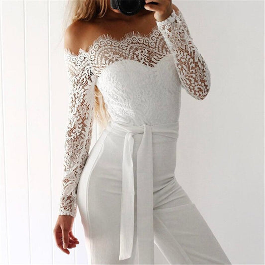 Jumpsuit met lange mouwen en kant Ceara