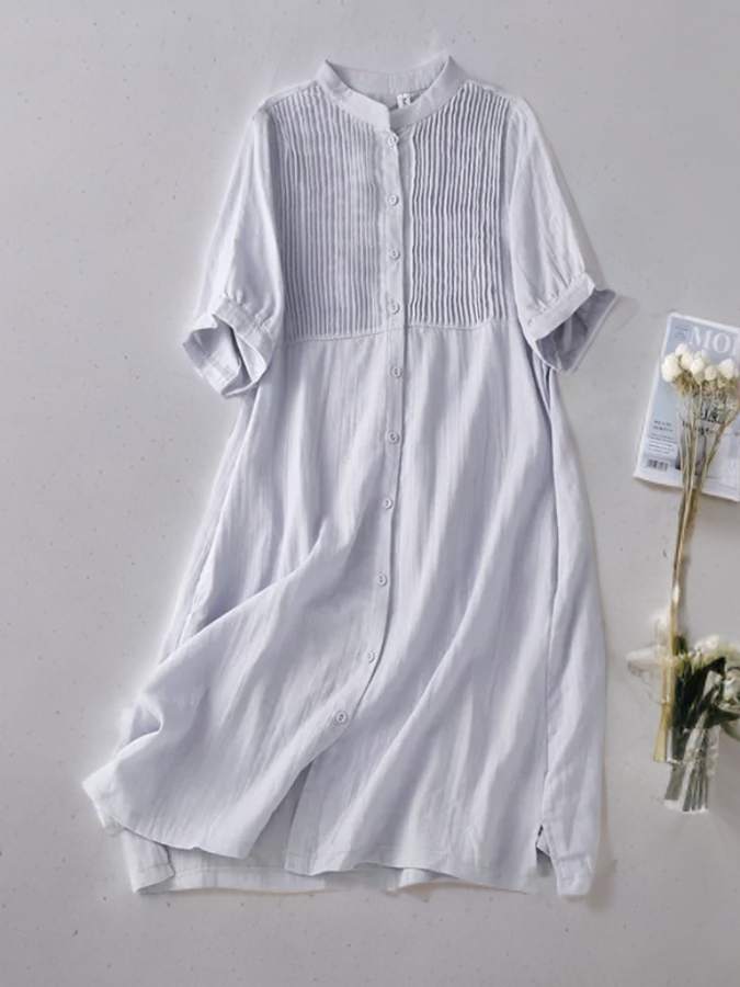 Hana Artistiek Retro Geplooide Jurk