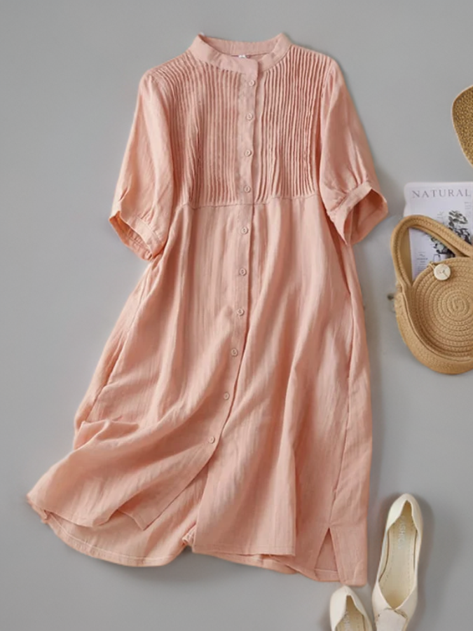 Hana Artistiek Retro Geplooide Jurk