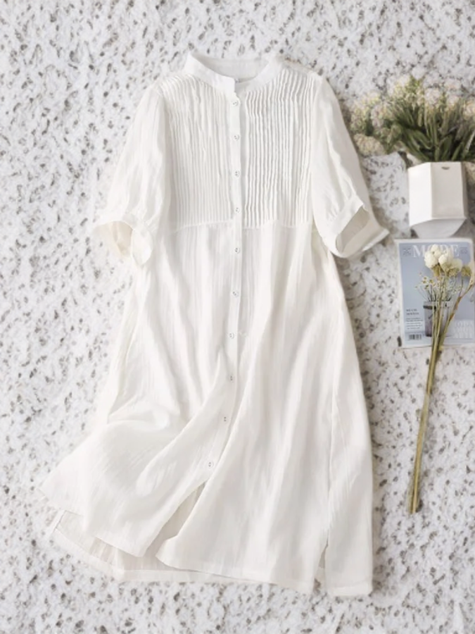 Hana Artistiek Retro Geplooide Jurk