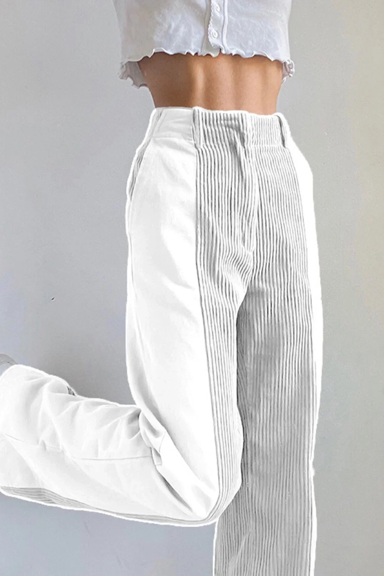 Isabella | Corduroy Broek met Patchwork | Creatieve Stijl | Comfortabele Fit