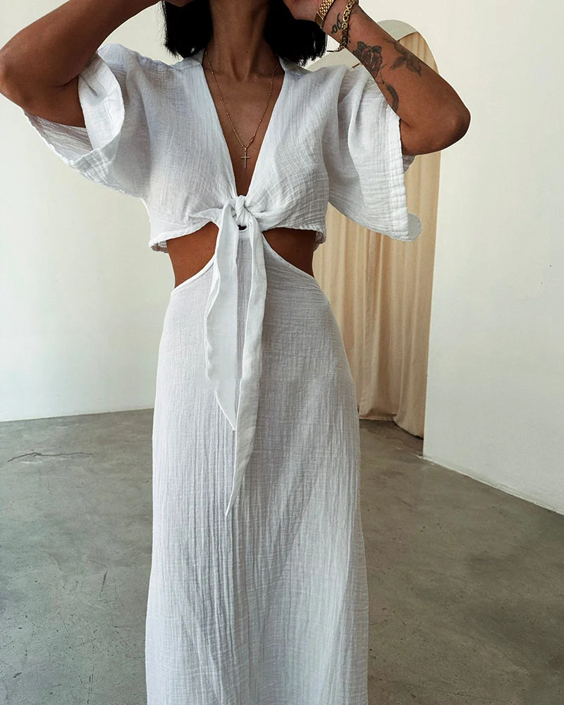 Iyla Prachtige jurk met open taille en veters