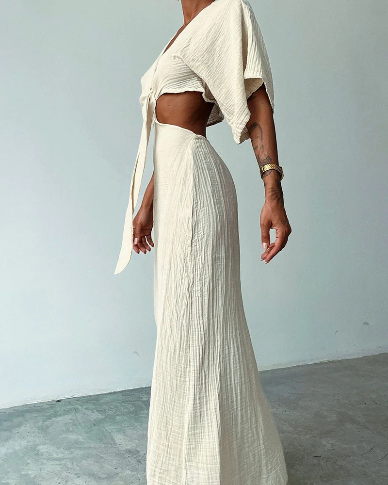 Iyla Prachtige jurk met open taille en veters