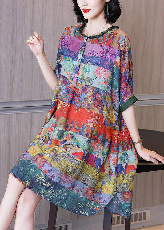 Jheira Vintage jurk met print en ohalslijn