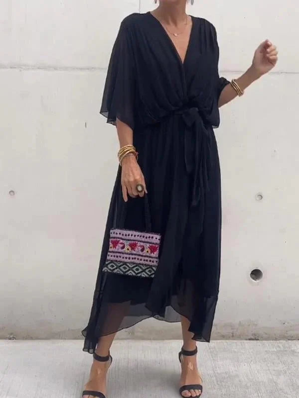 Keira Elegante en stijlvolle chiffon jurk met Vhals