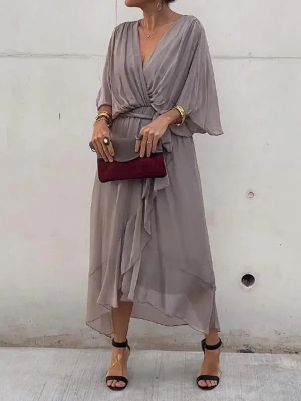 Keira Elegante en stijlvolle chiffon jurk met Vhals