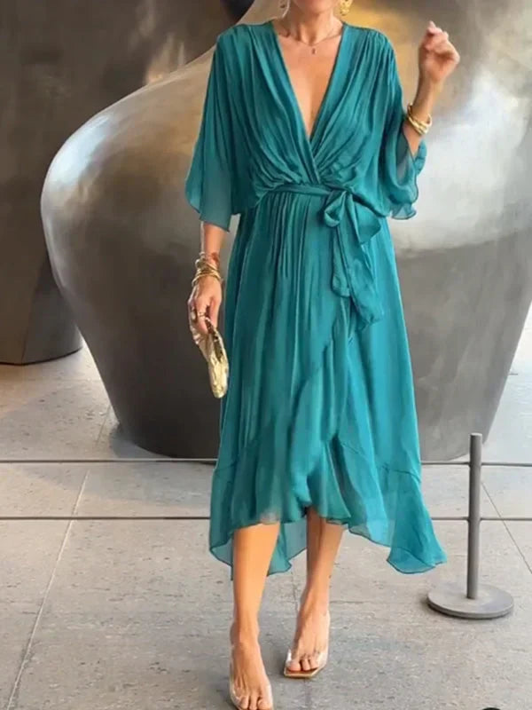 Keira Elegante en stijlvolle chiffon jurk met Vhals