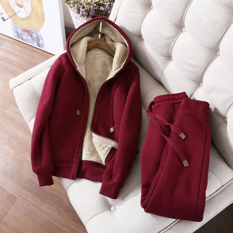 Effen fleece sportset Mina
