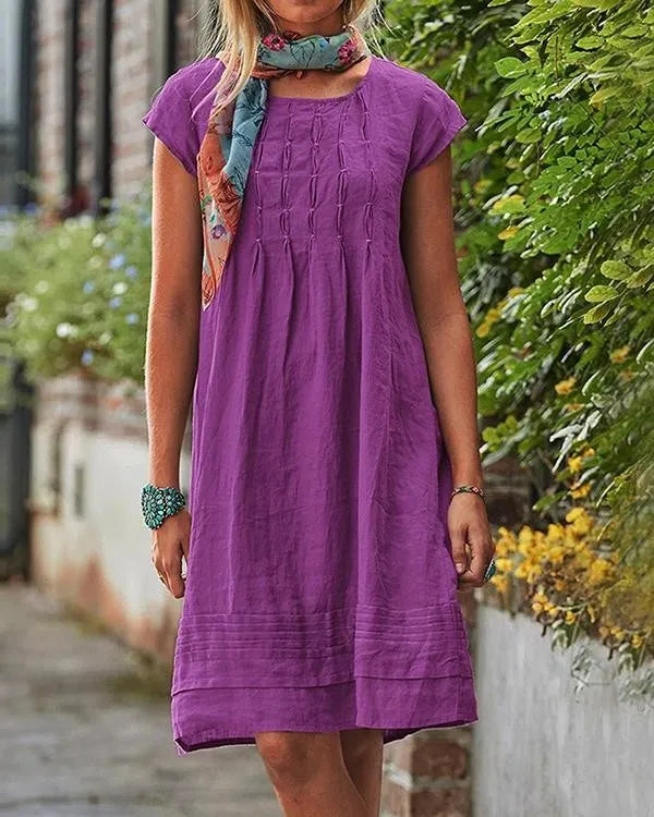 Maisie Casual vintage effen linnen jurken voor dames