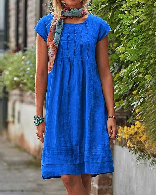 Maisie Casual vintage effen linnen jurken voor dames