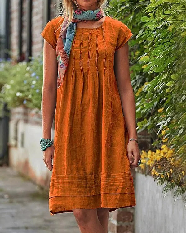 Maisie Casual vintage effen linnen jurken voor dames