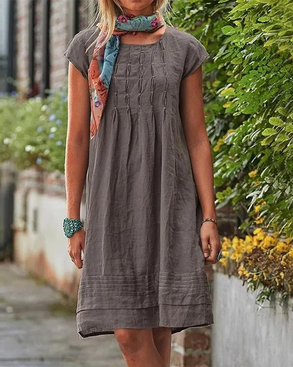 Maisie Casual vintage effen linnen jurken voor dames