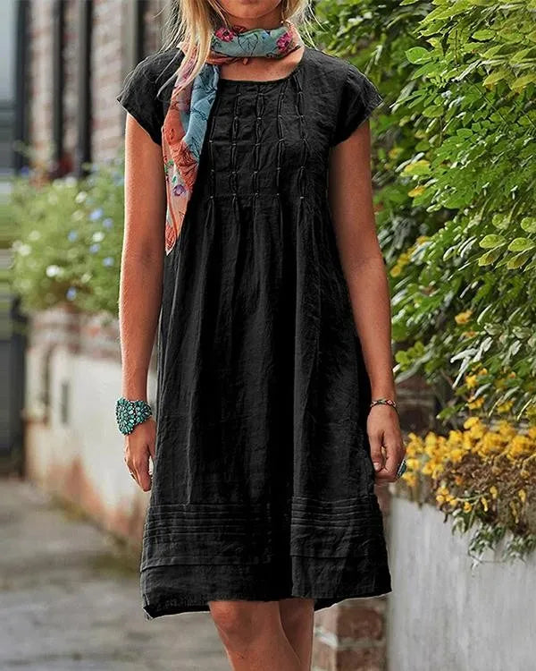 Maisie Casual vintage effen linnen jurken voor dames