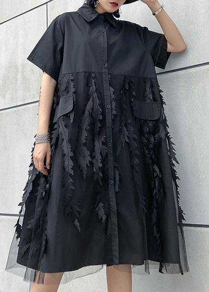 Mitski Tule Flapper Jurk in Modieus Zwart