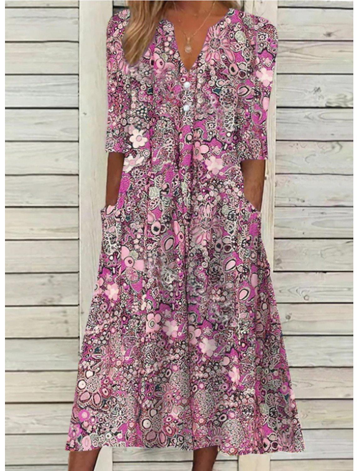 Zomerjurk Verfijnd Vhals, Korte Mouwen, Casual Pasvorm Perfect voor Zomer en Lente
