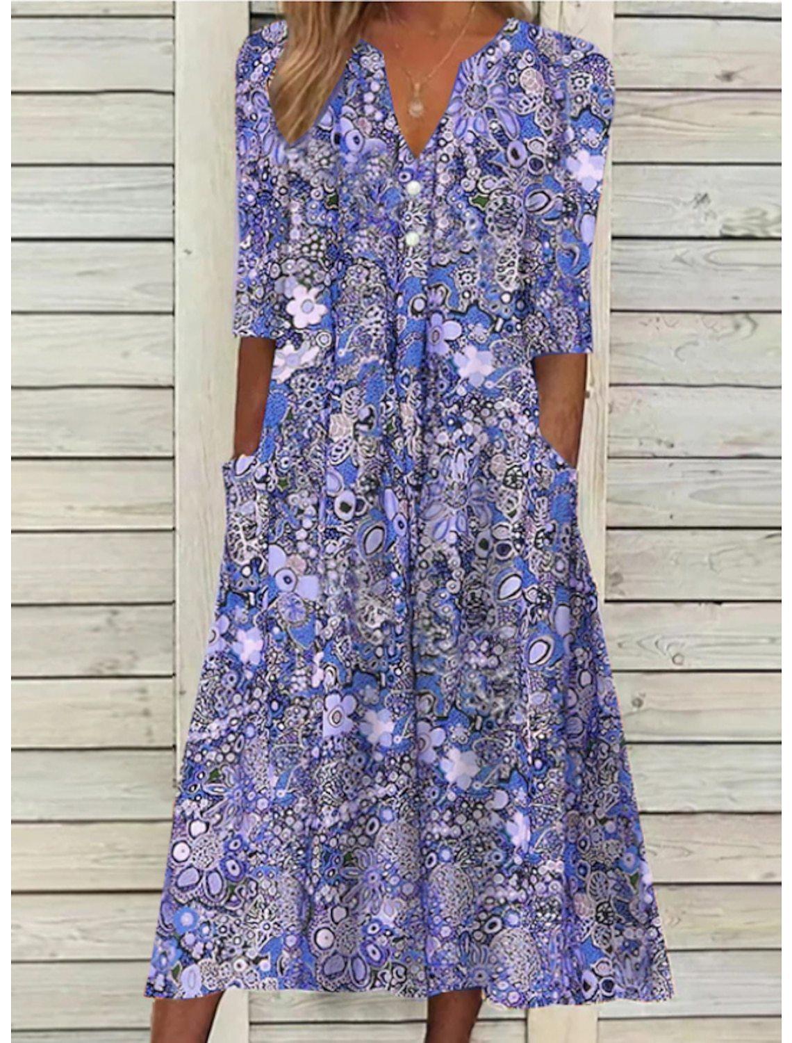 Zomerjurk Verfijnd Vhals, Korte Mouwen, Casual Pasvorm Perfect voor Zomer en Lente