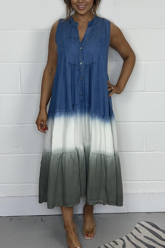 Oona Mouwloze tiedye jurk voor dames