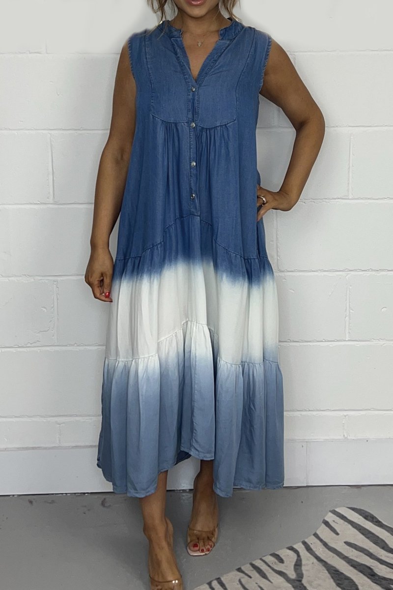 Oona Mouwloze tiedye jurk voor dames