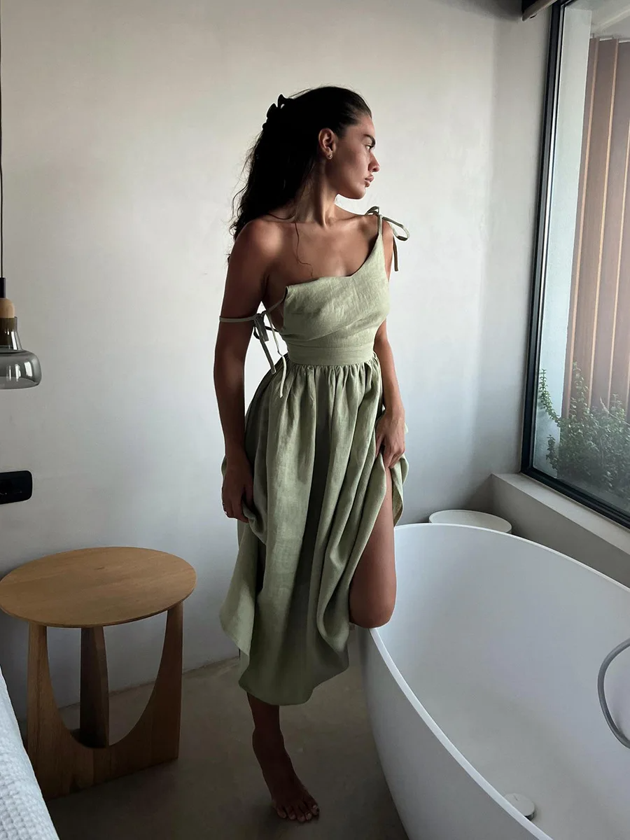 Peyton Jurk van algodon/lino