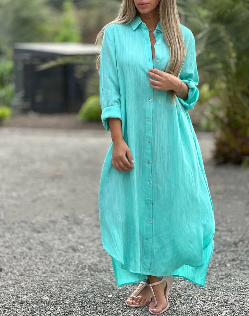 Prisma Casual overhemdjurk voor dames, effen kleur, knoopsluiting voor