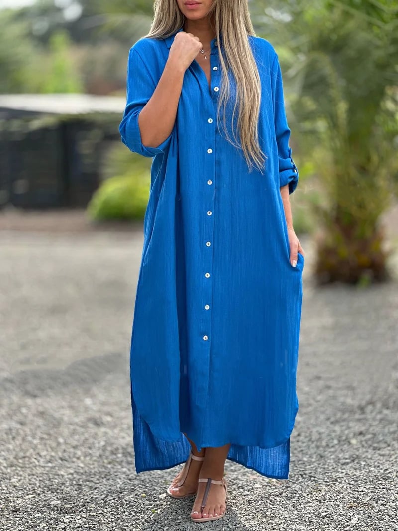 Prisma Casual overhemdjurk voor dames, effen kleur, knoopsluiting voor