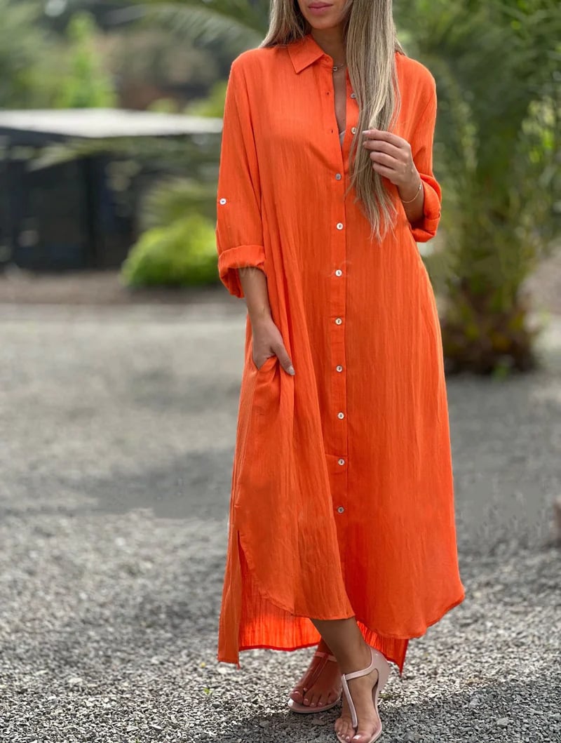 Prisma Casual overhemdjurk voor dames, effen kleur, knoopsluiting voor