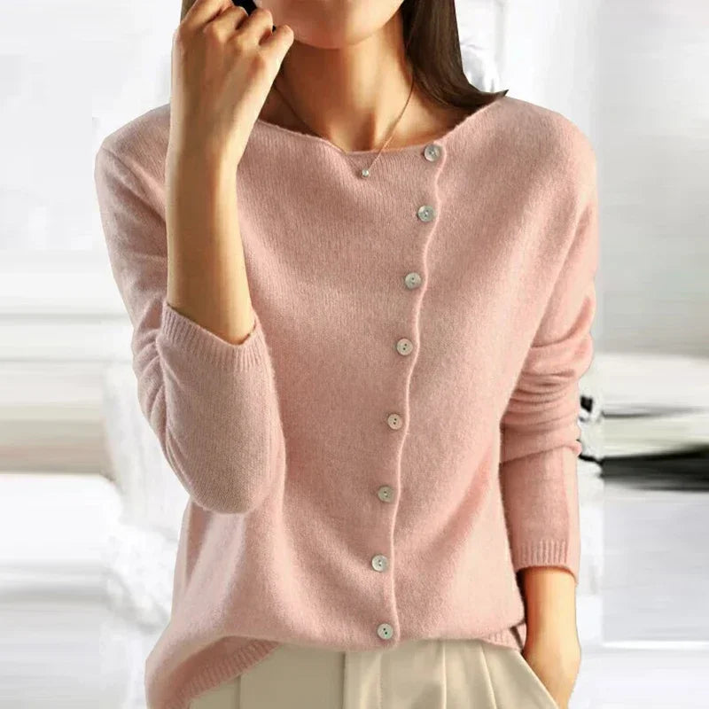 Zuri Eleganter Pullover mit trendigem Knopfverschluss