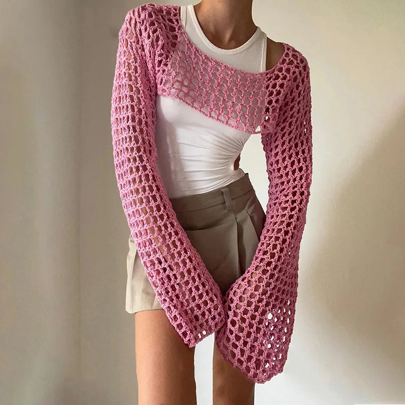 Mesh crop top voor dames