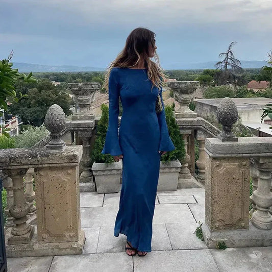 Eudora Maxijurk met lange mouwen en trompet