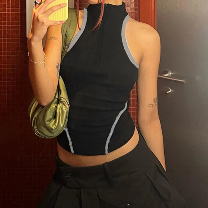 Zoe Top crop sport à col haut