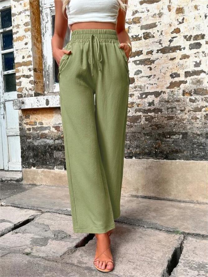 Karely - Losvallende broek met hoge taille