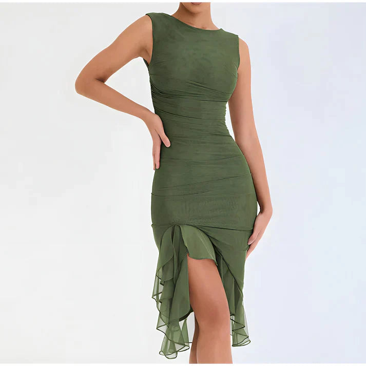 Fenna Elegante bodycon jurk met ruches