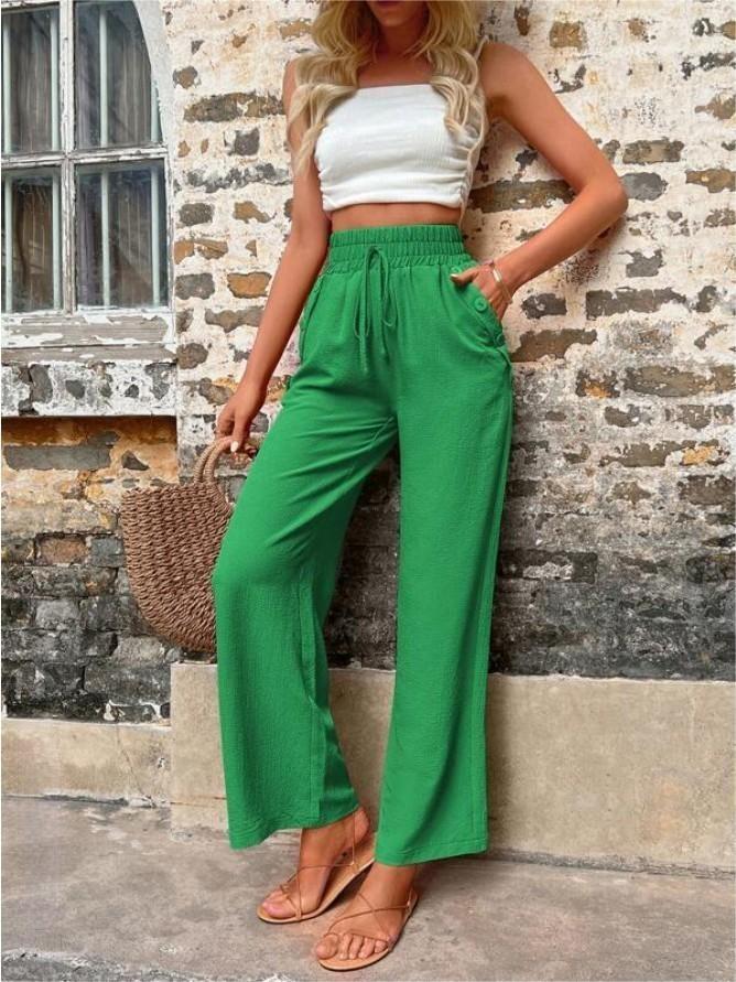 Karely - Losvallende broek met hoge taille