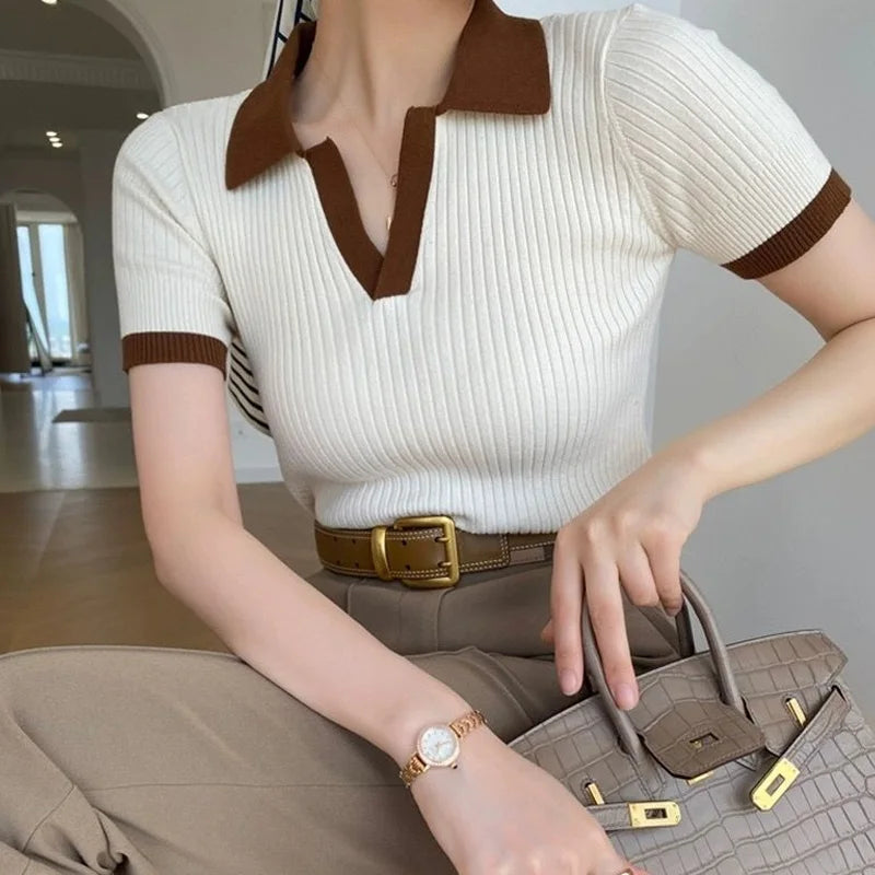 Tarmila Top | Casual Gebreide Top met VHals