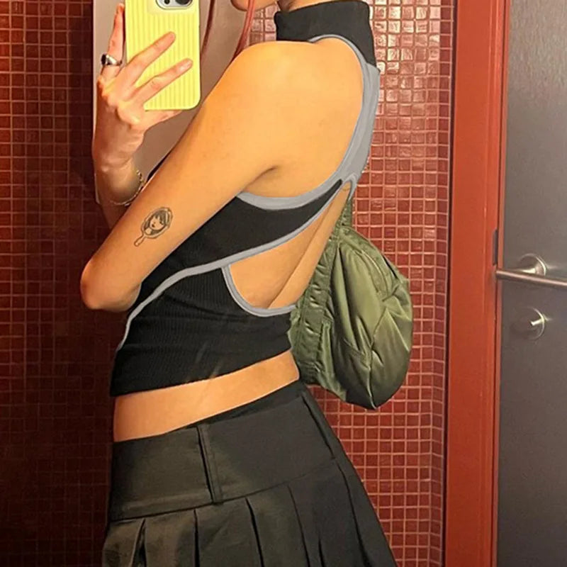 Zoe Top crop sport à col haut