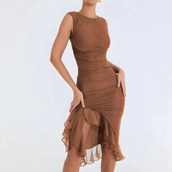Fenna Elegante bodycon jurk met ruches