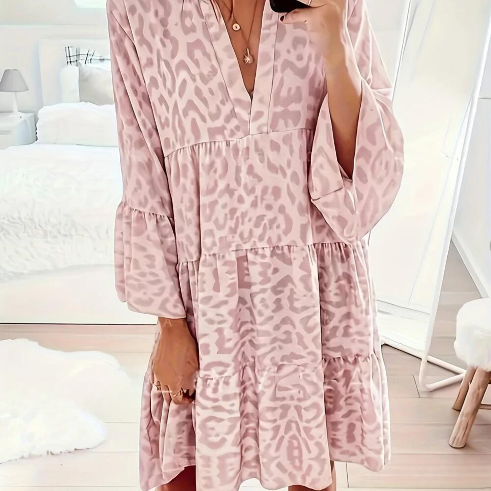 Salem Boho Jurk met Luipaardprint voor Dames, Grote Maat