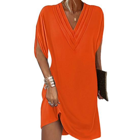 Sally Elegante en veelzijdige casual jurk met Vhals en halve mouwen