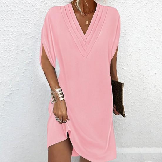 Sally Elegante en veelzijdige casual jurk met Vhals en halve mouwen