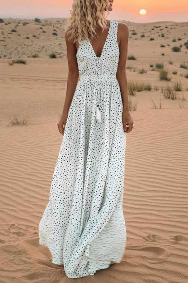 Sariah Vhals patchwork polka dot bohemian trapeze jurken