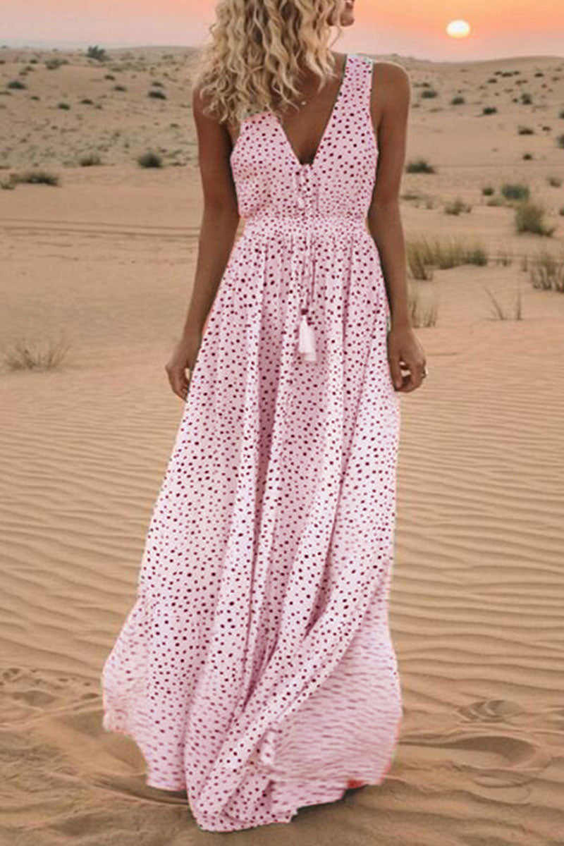 Sariah Vhals patchwork polka dot bohemian trapeze jurken