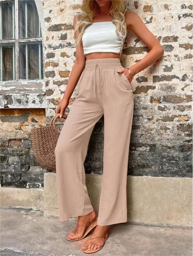 Karely - Losvallende broek met hoge taille