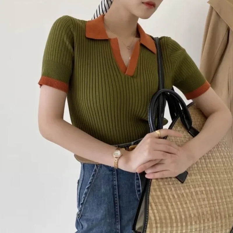 Tarmila Top | Casual Gebreide Top met VHals