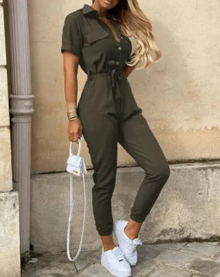 Button Down Jumpsuit Tijdloos Zacht Katoen Perfect voor Elke Gelegenheid